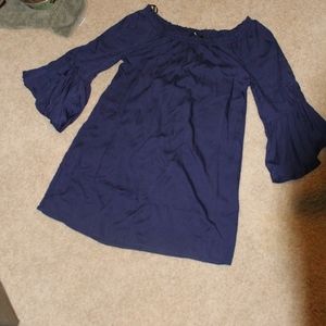 Blue long sleeve short dress